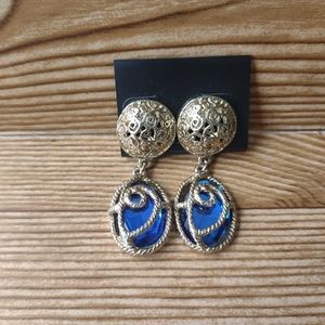 Blue Jewel Silver Dangle Earrings
